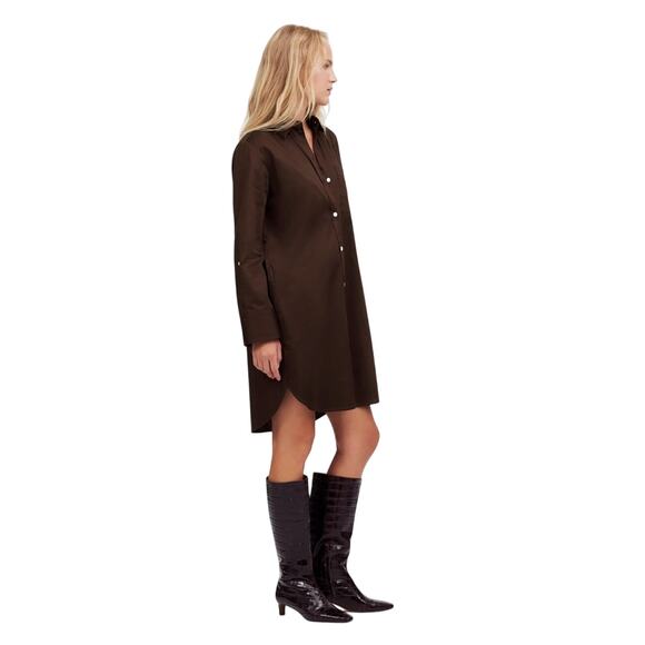 Madewell Dark Brown Cotton Sateen Shirt Dress XXS NWT Work to Weekend - Picture 2 of 9